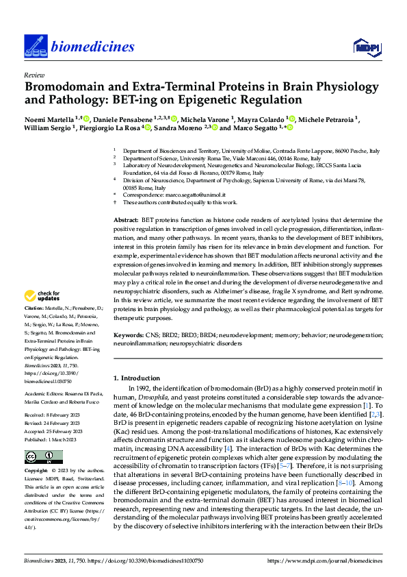 (PDF) Bromodomain and Extra-Terminal Proteins in Brain Physiology and ...