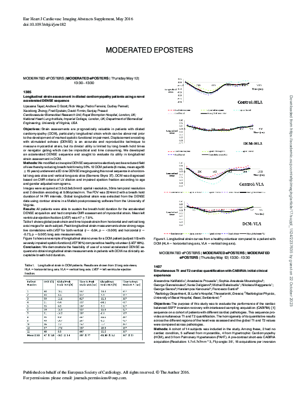 (PDF) MODERATED EPOSTERS1385Longitudinal strain assessment in dilated ...