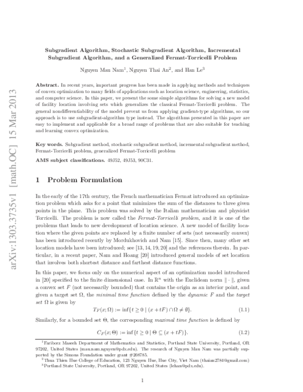 (PDF) Subgradient Algorithm, Stochastic Subgradient Algorithm ...