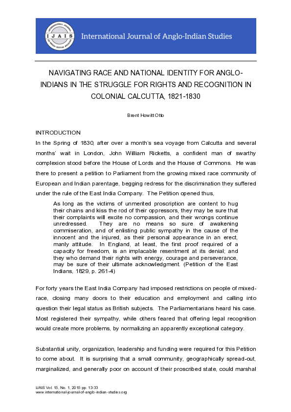 (PDF) Navigating Race and National Identity for Anglo-Indians in the ...