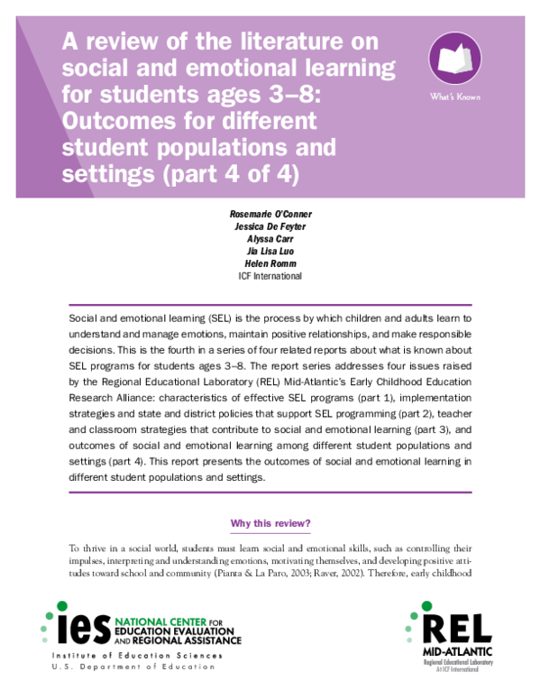(PDF) A Review of the Literature on Social and Emotional Learning for ...