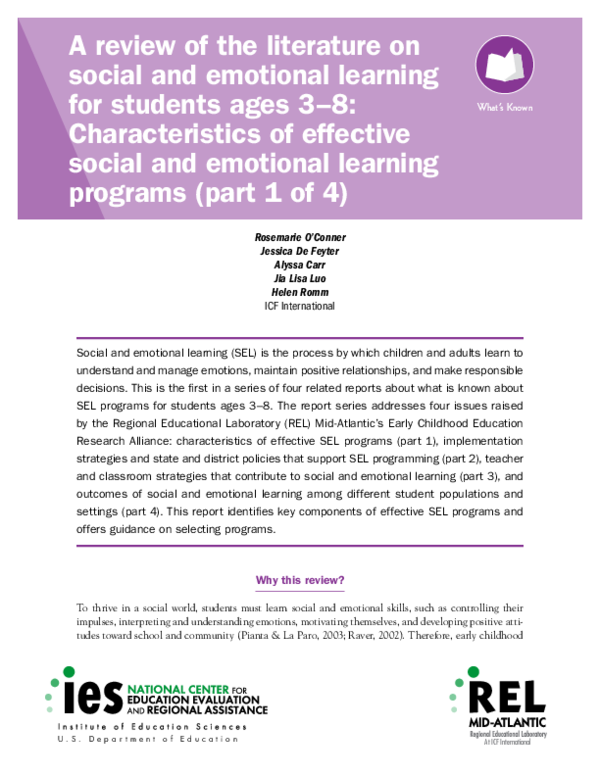 (PDF) A Review of the Literature on Social and Emotional Learning for ...