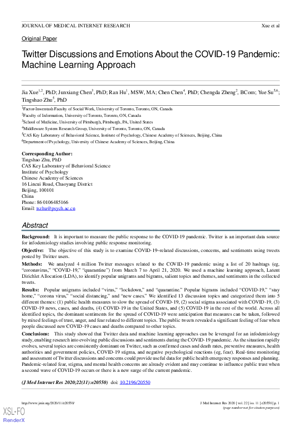 (PDF) Twitter Discussions and Emotions About the COVID-19 Pandemic ...