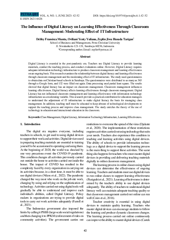 (PDF) The Influence of Digital Literacy on Learning Effectiveness ...