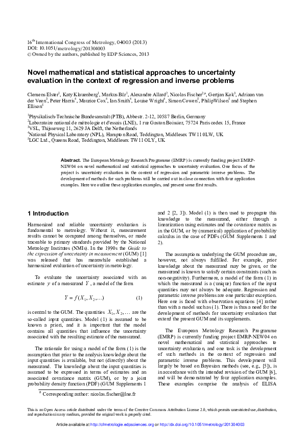 (PDF) Novel mathematical and statistical approaches to uncertainty ...