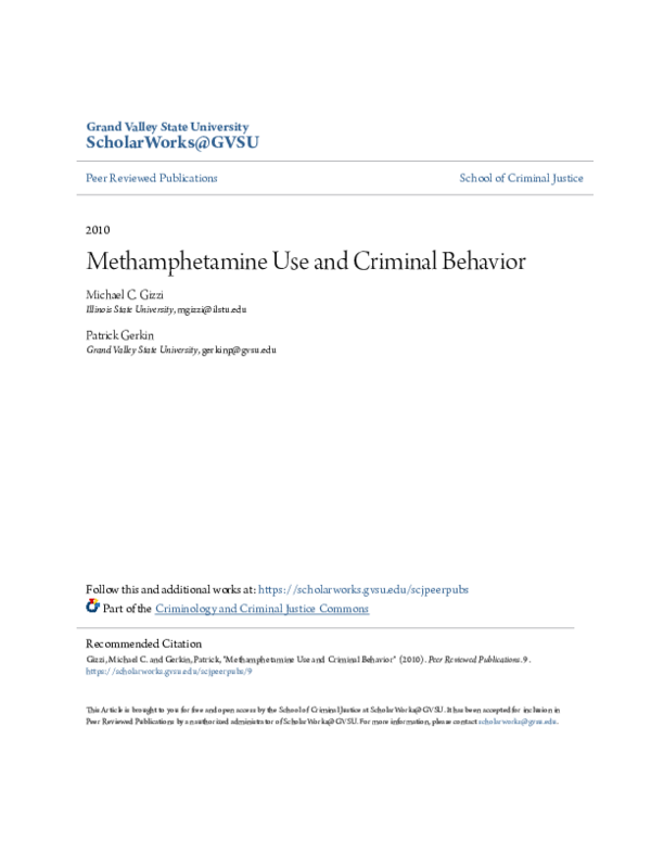 (PDF) Methamphetamine Use and Criminal Behavior