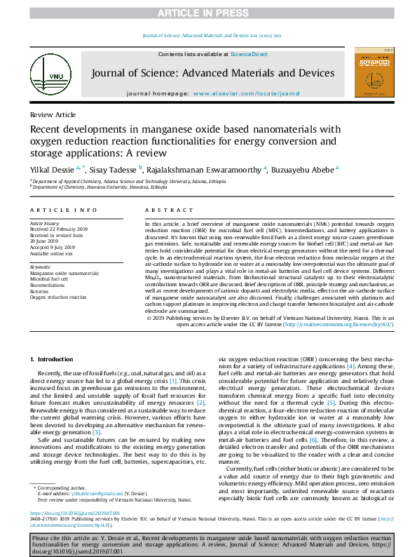 (PDF) Recent developments in manganese oxide based nanomaterials with ...