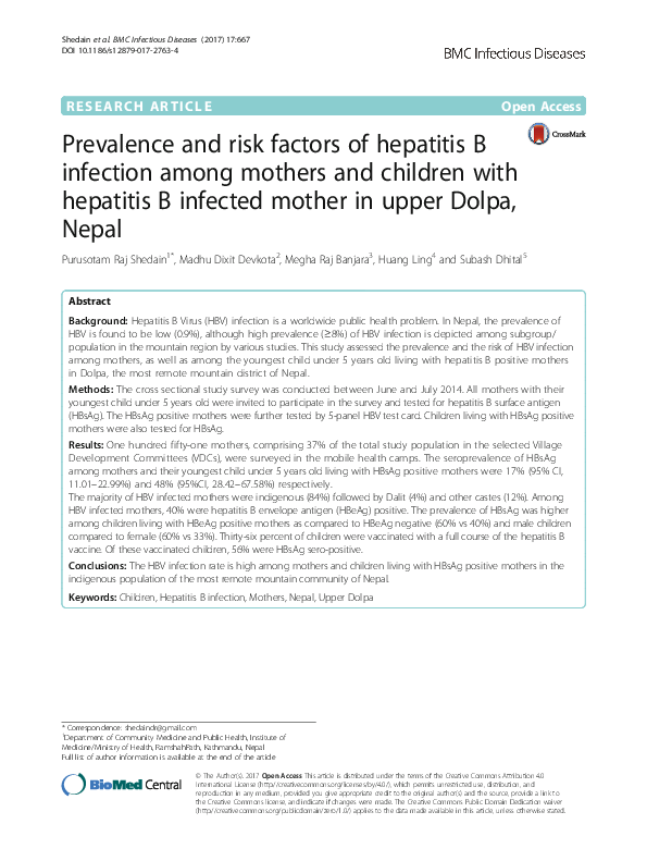 (PDF) Prevalence and risk factors of hepatitis B infection among ...