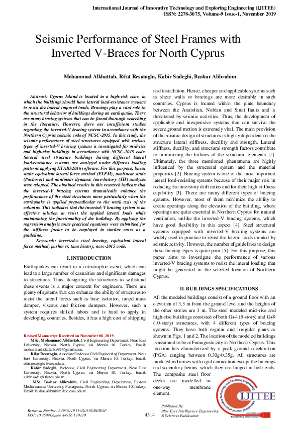 (PDF) Seismic Performance of Steel Frames with Inverted V-Braces for ...