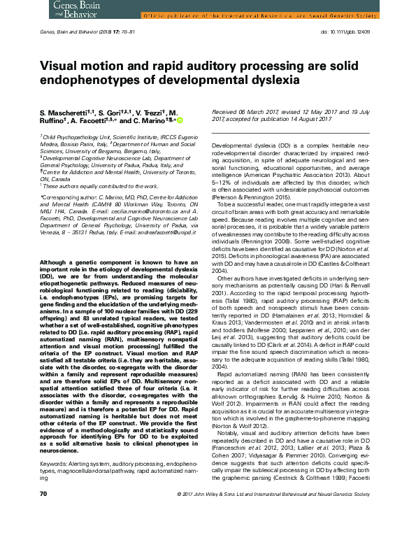 (PDF) Visual motion and rapid auditory processing are solid ...