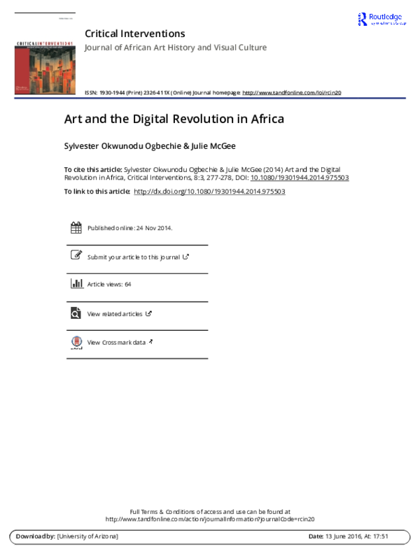 (PDF) Art and the Digital Revolution in Africa