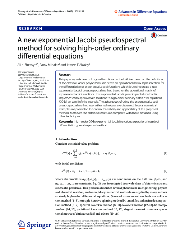 (PDF) A new exponential Jacobi pseudospectral method for solving high ...