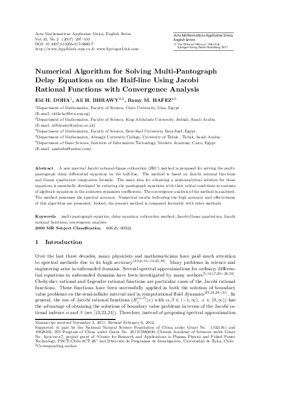 (PDF) Numerical algorithm for solving multi-pantograph delay equations ...