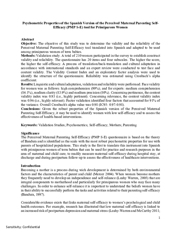 (PDF) Psychometric Properties of the Spanish Version of the Perceived ...