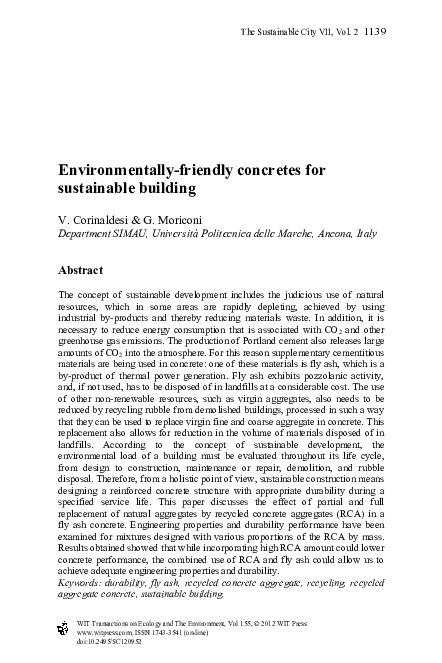 (PDF) Environmentally-friendly concretes for sustainable building