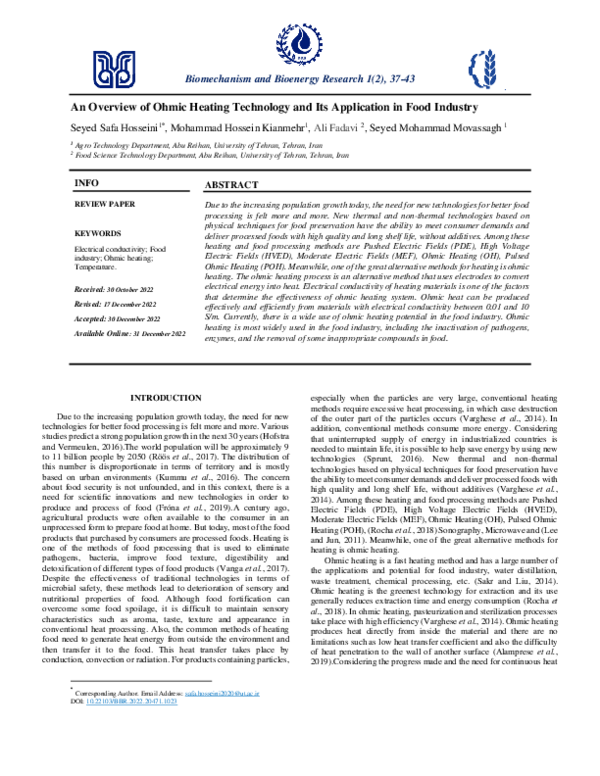 (PDF) An Overview of Ohmic Heating Technology and Its Application in ...