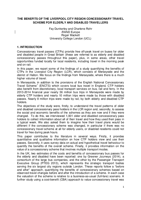 (PDF) The Benefits of the Liverpool City Region Concessionary Travel ...