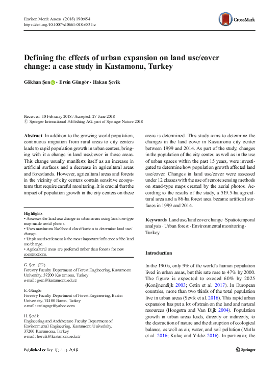 (PDF) Defining the effects of urban expansion on land use/cover change ...