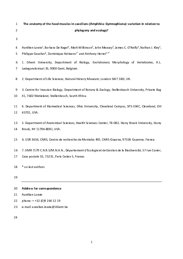 (PDF) The anatomy of the head muscles in caecilians (Amphibia ...