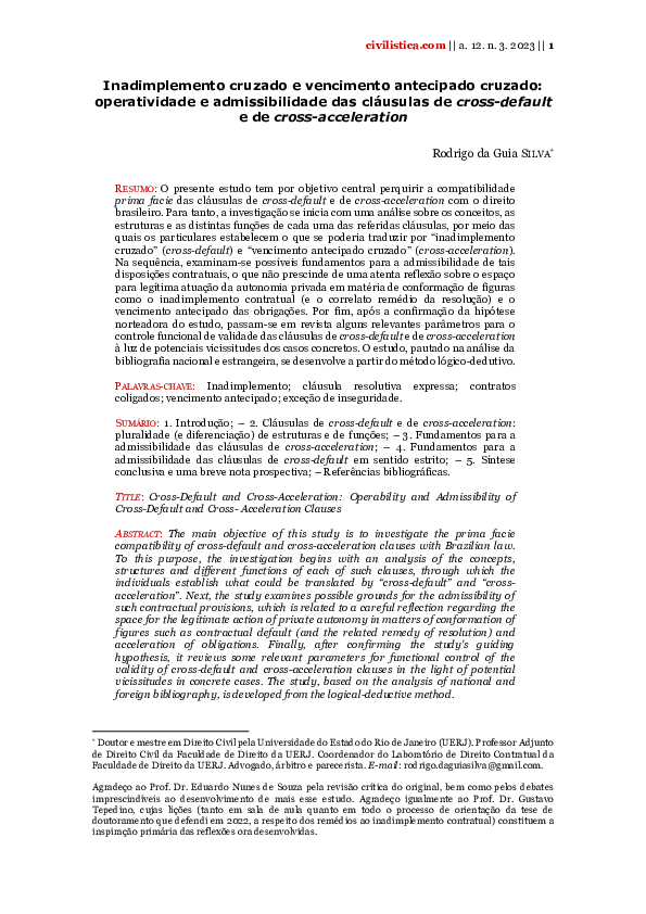 (PDF) Inadimplemento cruzado e vencimento antecipado cruzado ...