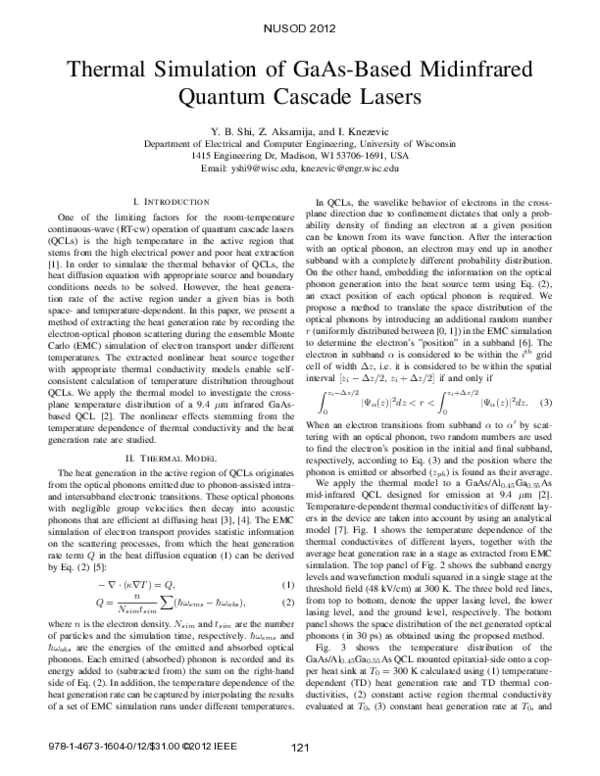 (PDF) Thermal simulation of GaAs-based midinfrared quantum cascade lasers