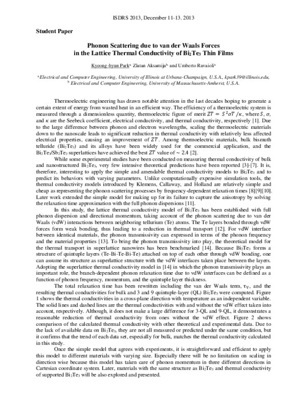 (PDF) Phonon scattering due to van der Waals forces in the lattice ...