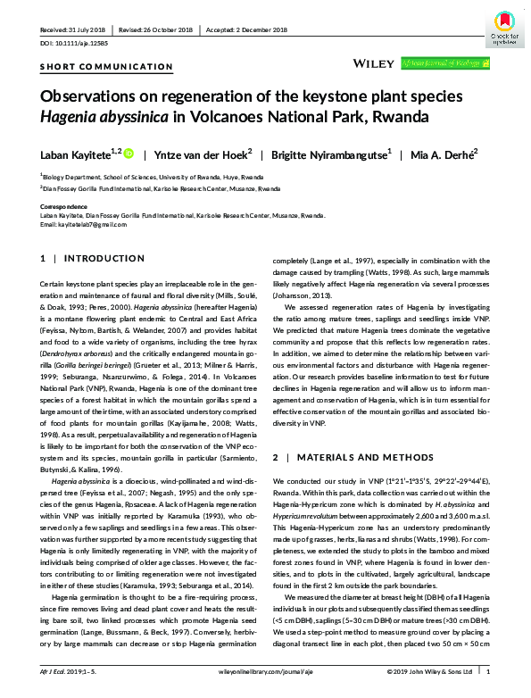 (PDF) Observations on regeneration of the keystone plant species ...