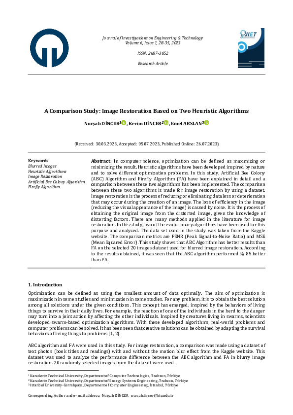 (PDF) A Comparison Study: Image Restoration Based on Two Heuristic ...