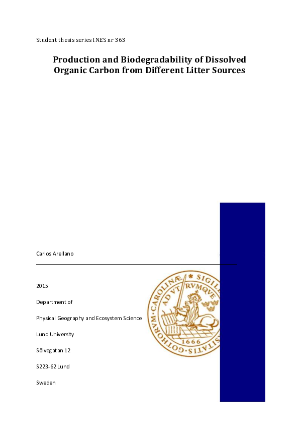 (PDF) Production and biodegradability of dissolved organic carbon from ...