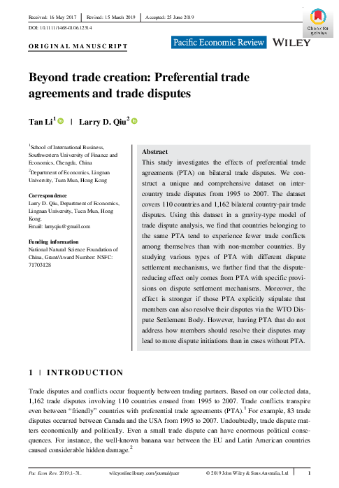 (PDF) Beyond trade creation: Preferential trade agreements and trade ...