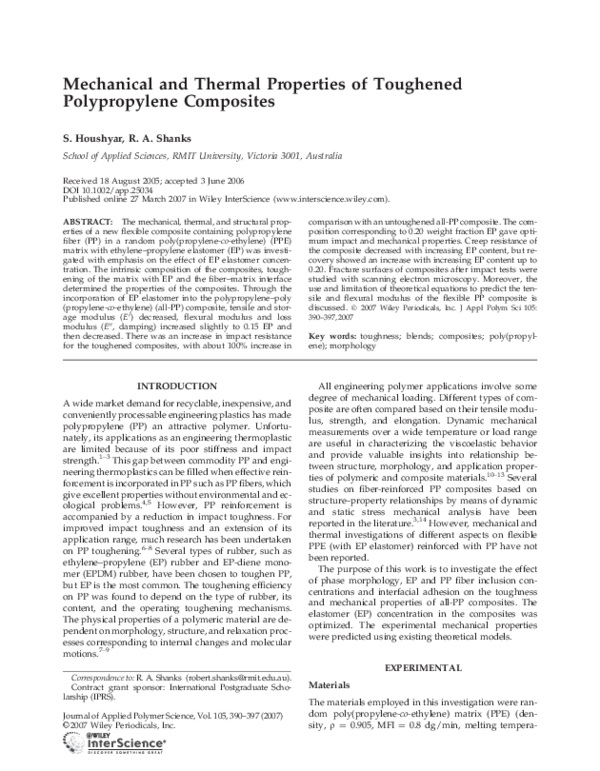 (PDF) Mechanical and thermal properties of toughened polypropylene ...