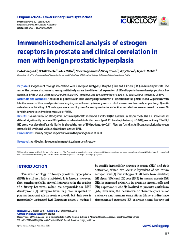 (PDF) Immunohistochemical analysis of estrogen receptors in prostate ...