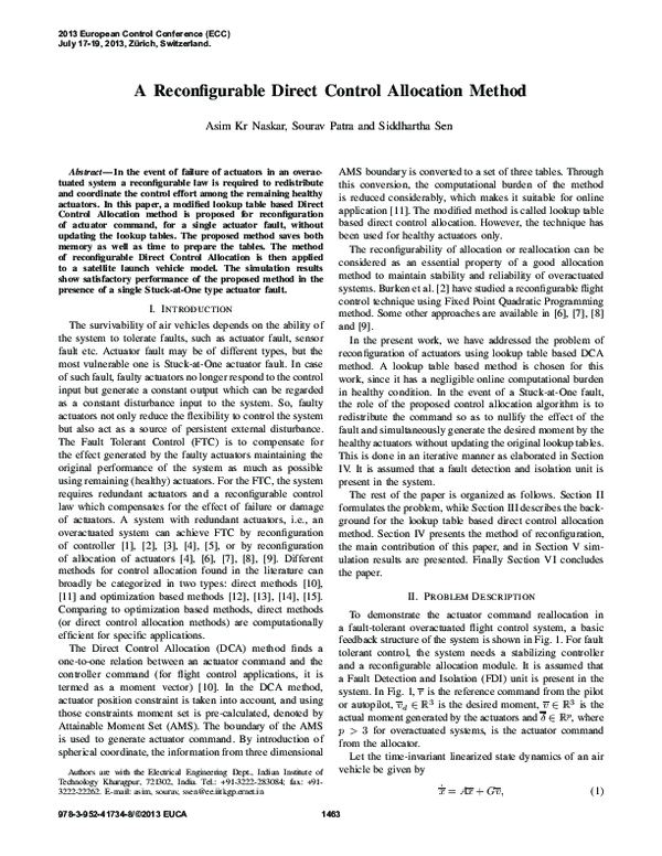 (PDF) A reconfigurable Direct Control Allocation method | Sen ...