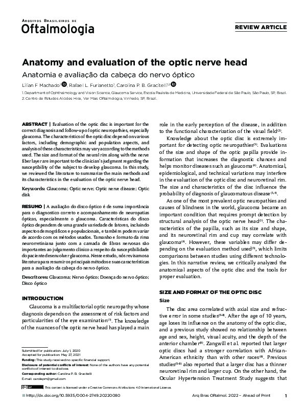 (PDF) Anatomy and evaluation of the optic nerve head