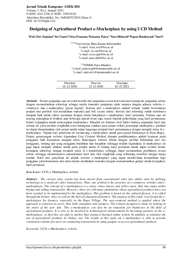 (PDF) Designing of Agricultural Product e-Marketplace by using UCD Method