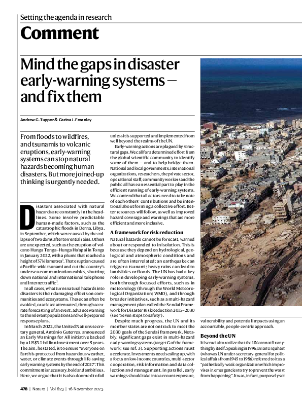 Pdf Mind The Gaps In Disaster Early Warning Systems And Fix Them