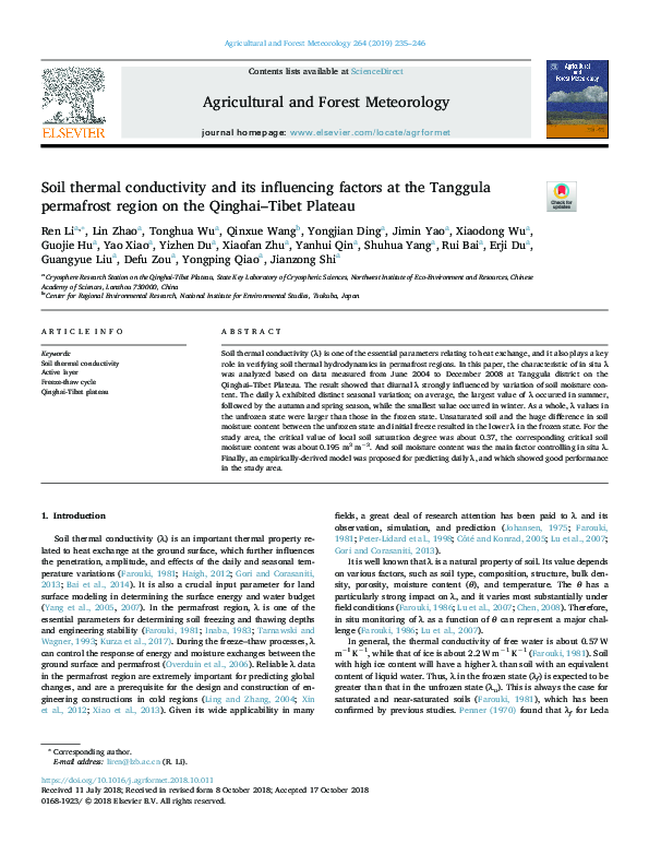 (PDF) Soil thermal conductivity and its influencing factors at the ...