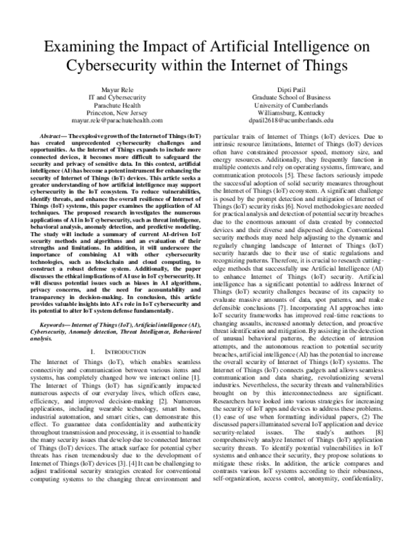 (PDF) Examining the Impact of Artificial Intelligence on Cybersecurity ...
