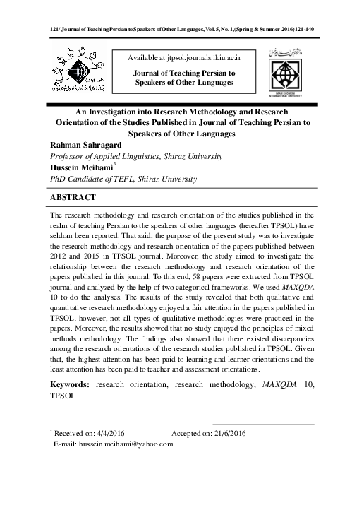 (PDF) An Investigation into Research Methodology and Research ...