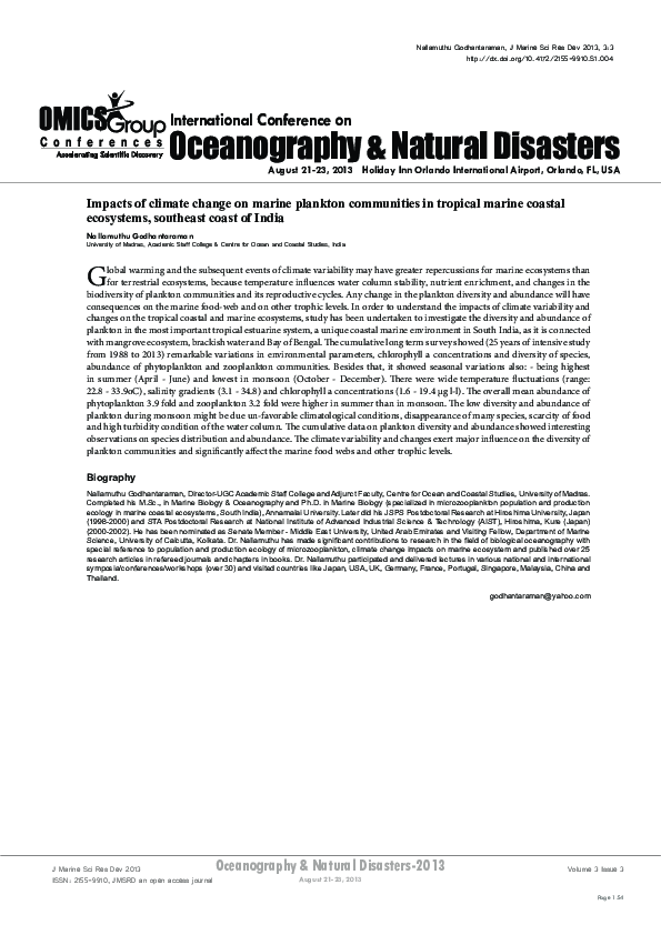 (PDF) Impacts of climate change on marine plankton communities in ...