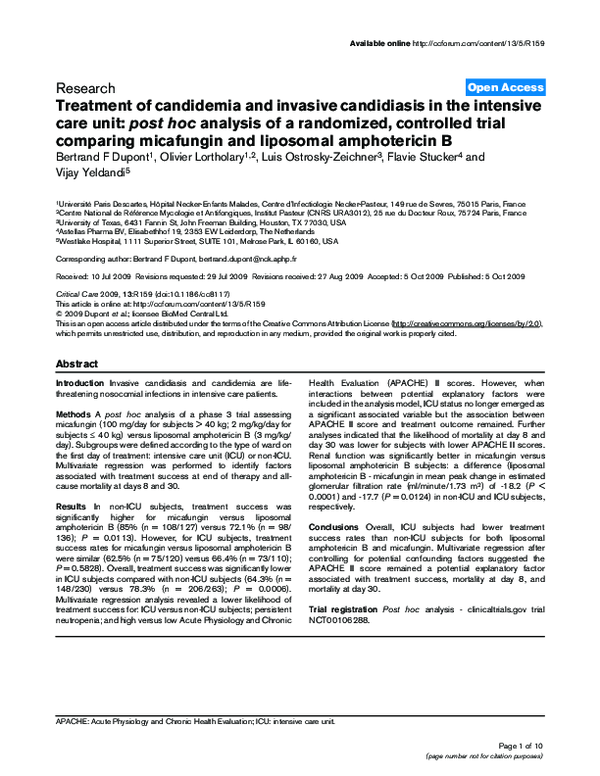 (PDF) Treatment of candidemia and invasive candidiasis in the intensive ...