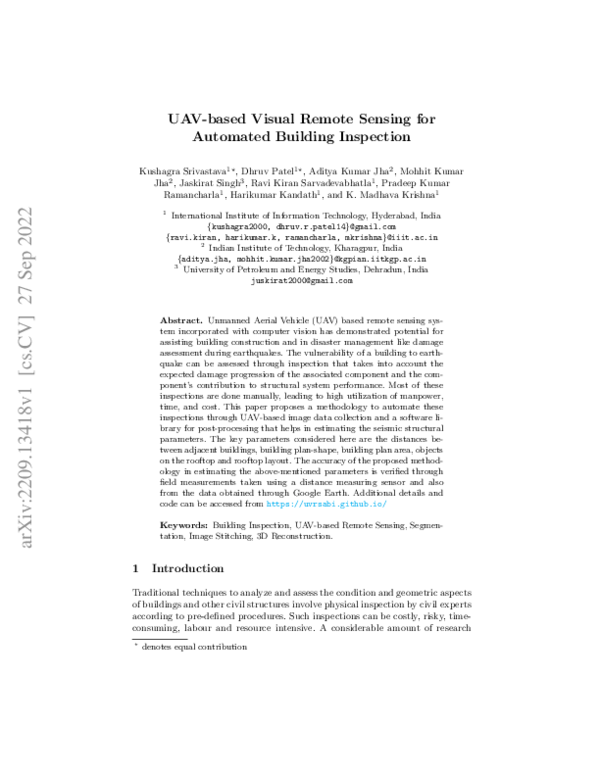 (PDF) UAV-based Visual Remote Sensing for Automated Building Inspection