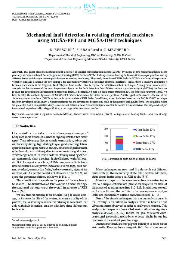 (PDF) Mechanical fault detection in rotating electrical machines using ...