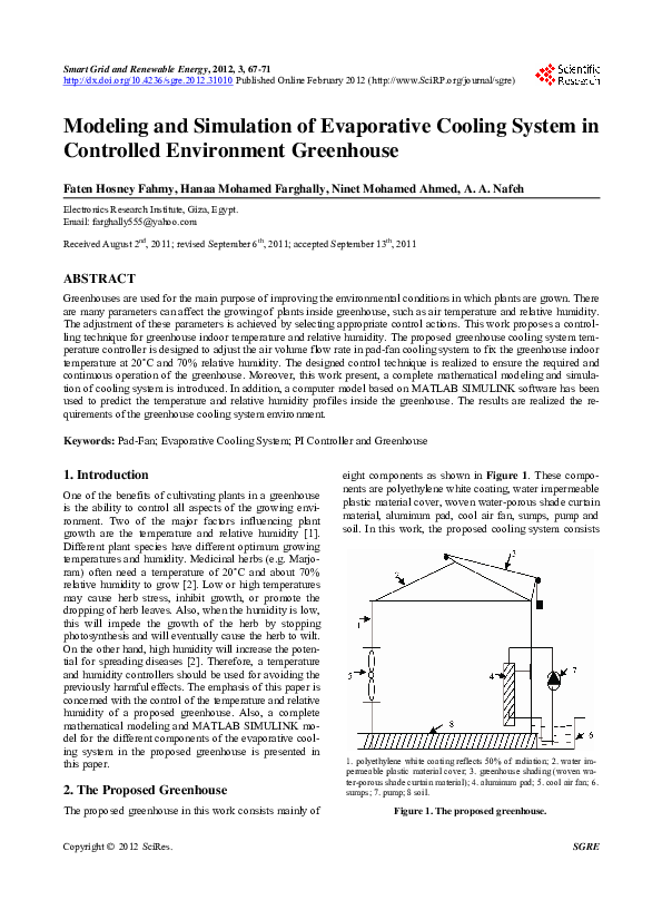 (PDF) Modeling and Simulation of Evaporative Cooling System in ...