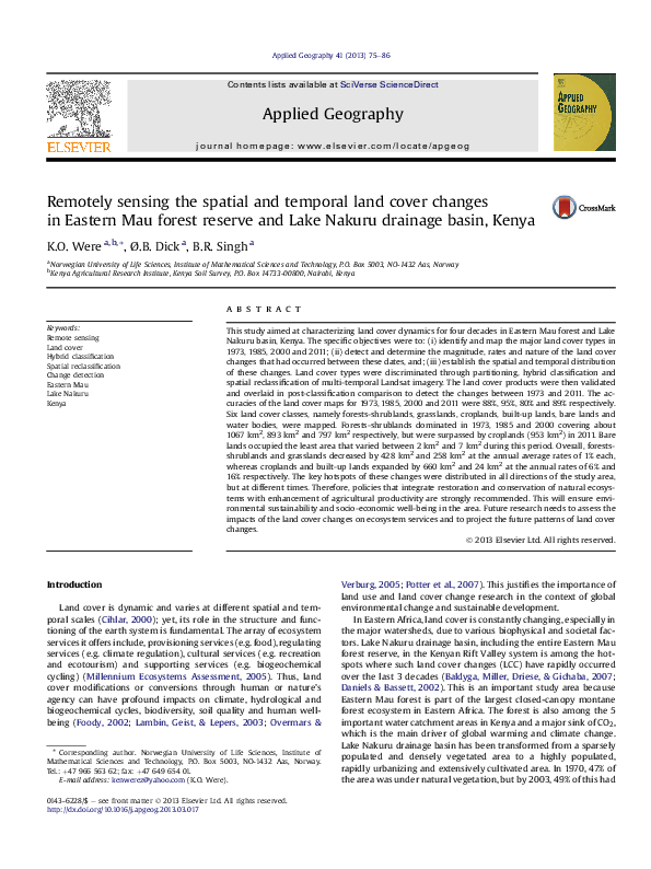(PDF) Remotely sensing the spatial and temporal land cover changes in ...