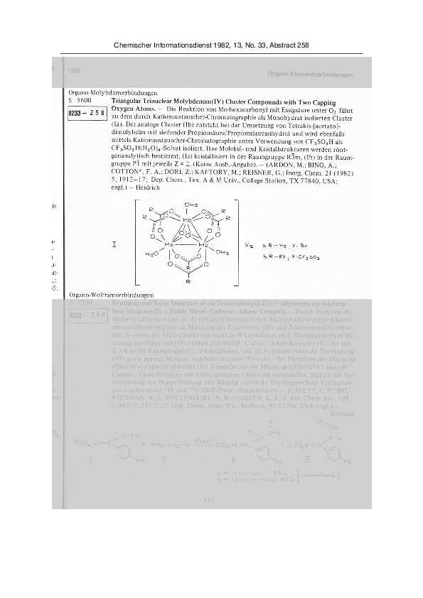 (PDF) ChemInform Abstract: TRIANGULAR TRINUCLEAR MOLYBDENUM(IV) CLUSTER ...