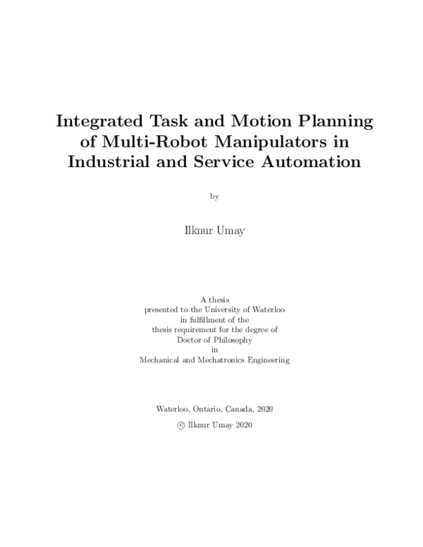 (PDF) Integrated Task and Motion Planning of Multi-Robot Manipulators ...