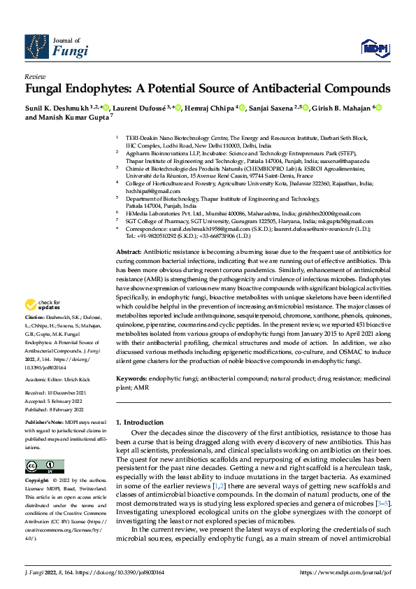 (PDF) Fungal Endophytes: A Potential Source of Antibacterial Compounds