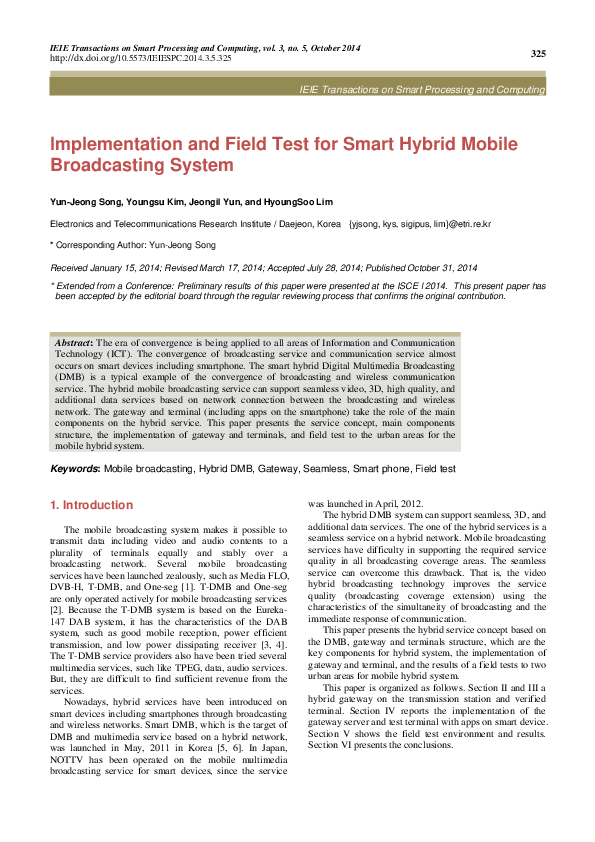 (PDF) Implementation and Field Test for Smart Hybrid Mobile ...