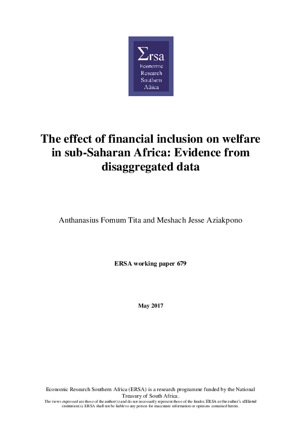 (PDF) The effect of financial inclusion on welfare in sub-Saharan ...